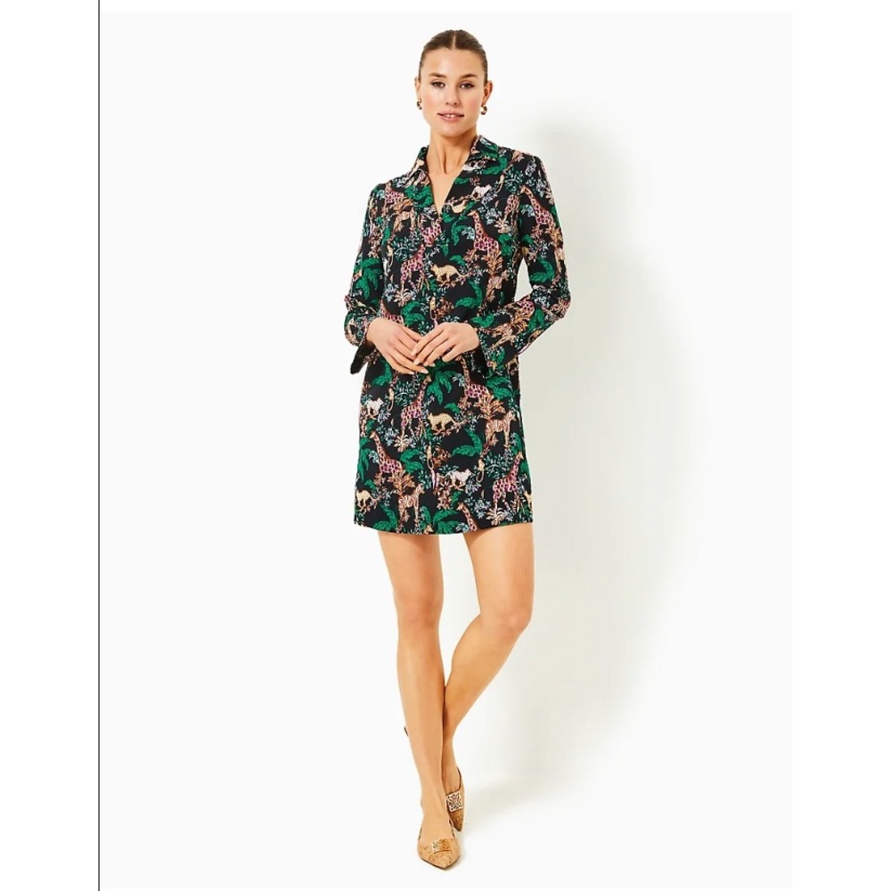 Lilly Pulitzer Chessie Dress M Dancing in the Moonlight UPF 50+ NWT Resortwear